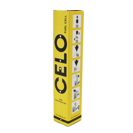 CELO FOX Gaskartusche in gelber Verpackung