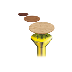 Anwendungsbild Abdeck-Klebepunkte Magic Taps MT: Grafik zeigt Schraubenkopf mit verschiedenfarbigen Magic Taps