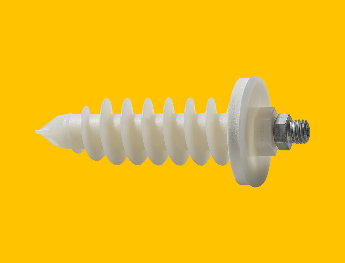 Produktbild Isolationsdübel IPL 95DS auf gelbem Hintergrund