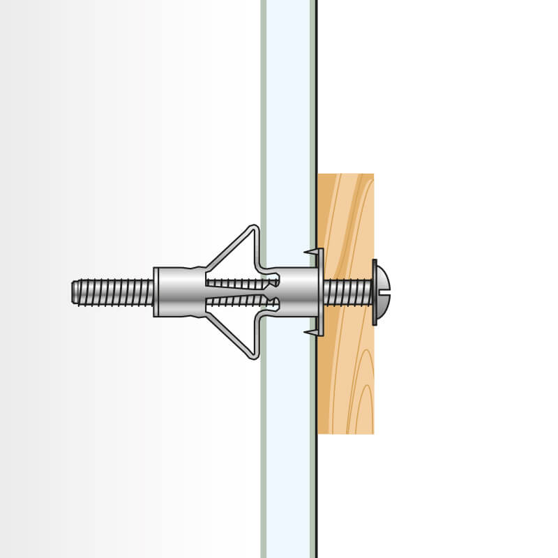 Einbauzeichnung / technische Zeichnung mit Seitenansicht von Hohlraumdübel HRM Einbauzeichnung / technische Zeichnung mit Seitenansicht von Hohlraumdübel HRM