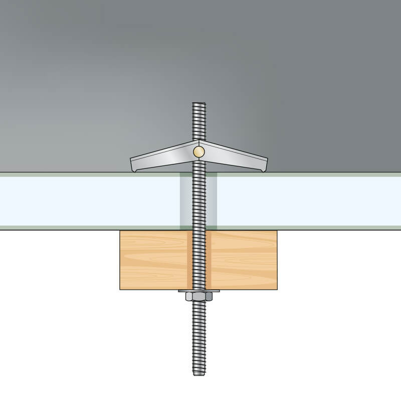 Einbauzeichnung / technische Zeichnung mit Seitenansicht von Hohlraumdübel FK Einbauzeichnung / technische Zeichnung mit Seitenansicht von Hohlraumdübel FK
