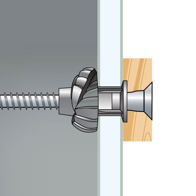Einbauzeichnung / technische Zeichnung mit Seitenansicht von Hohlraumdübel FX Einbauzeichnung / technische Zeichnung mit Seitenansicht von Hohlraumdübel FX