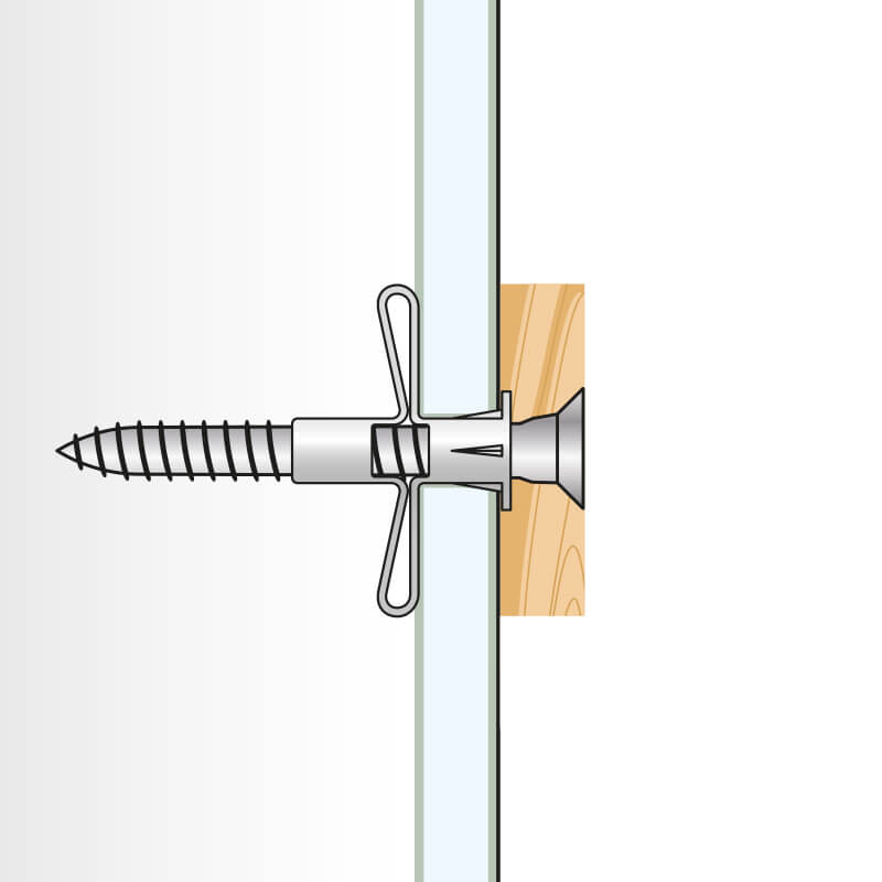 Einbauzeichnung / technische Zeichnung mit Seitenansicht von Hohlraumdübel HR Einbauzeichnung / technische Zeichnung mit Seitenansicht von Hohlraumdübel HR