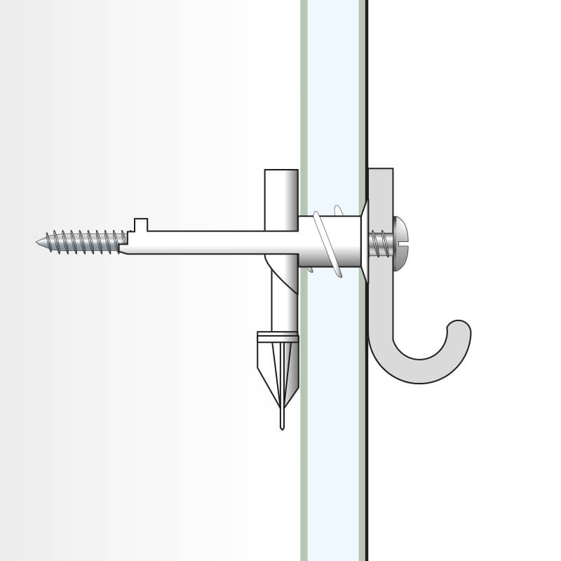 Einbauzeichnung / technische Zeichnung mit Seitenansicht von Hohlraumdübel TPL Einbauzeichnung / technische Zeichnung mit Seitenansicht von Hohlraumdübel TPL