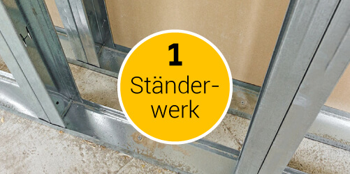 Bild für Menüpunkt 1: Ständerwerk mit Bild eines Metallständerprofils