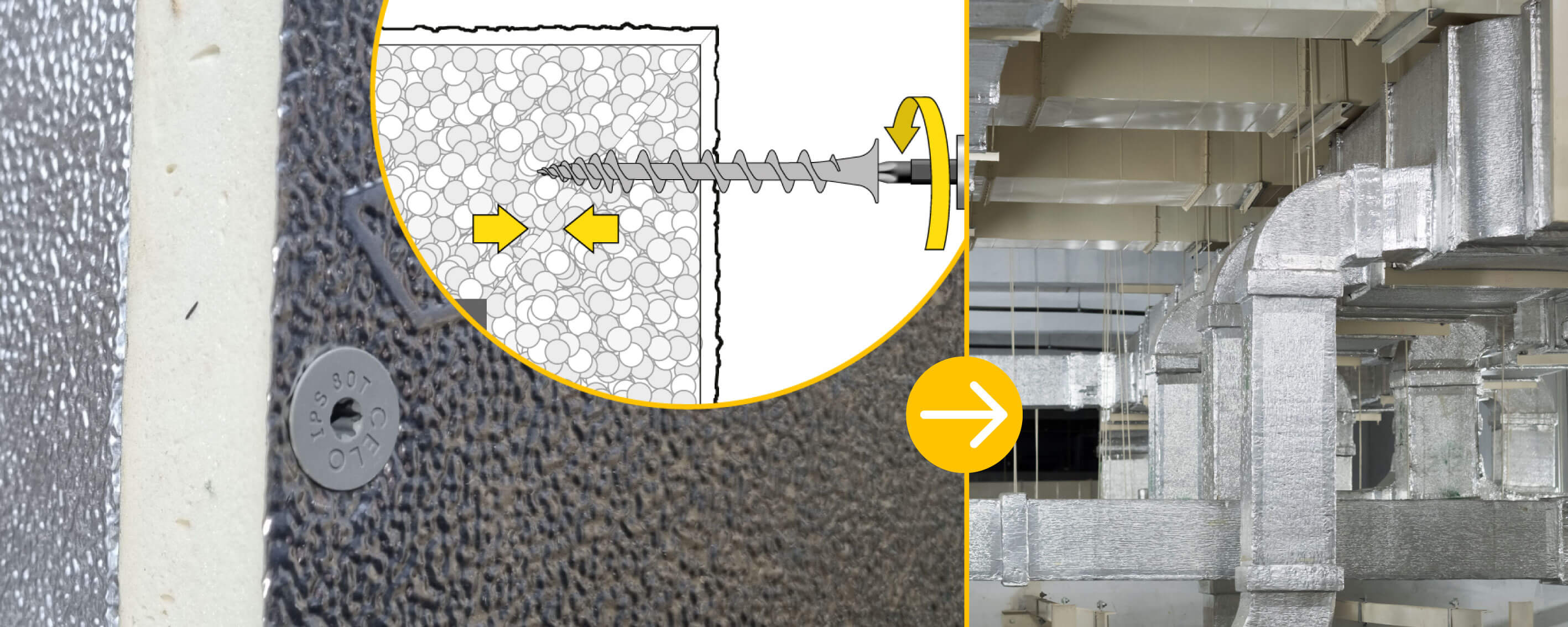 Headerbild_Effektive Lösungen für den HVAC/HLS-Bau mit der Isolierplatten-schraube IPS 80T von CELO 