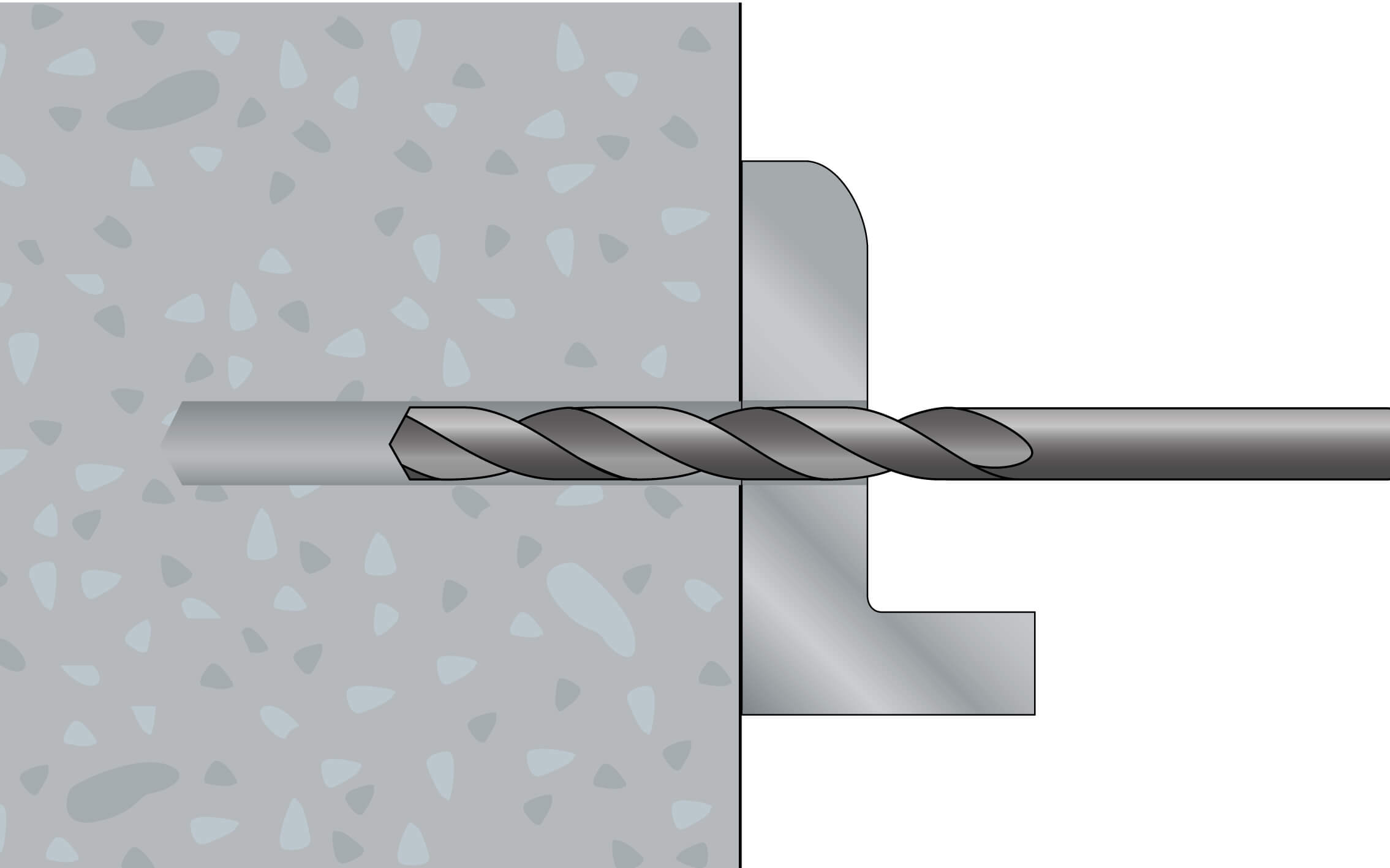 Durchsteckmontage 2. Bohrloch gemäß der Produktdaten erstellen