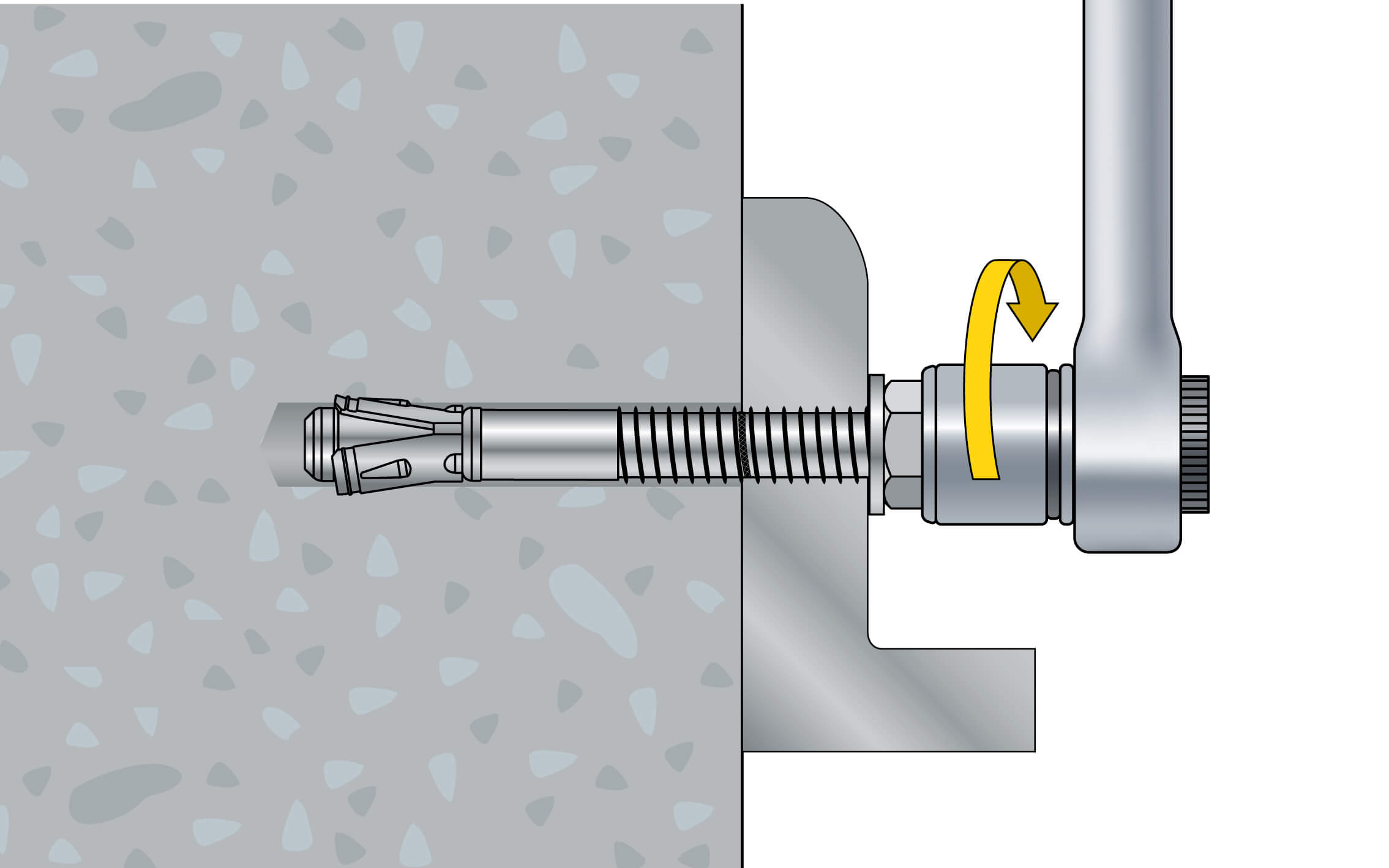 Durchsteckmontage 5. Mutter mit dem vorgeschriebenen Montage-Drehmoment anziehen