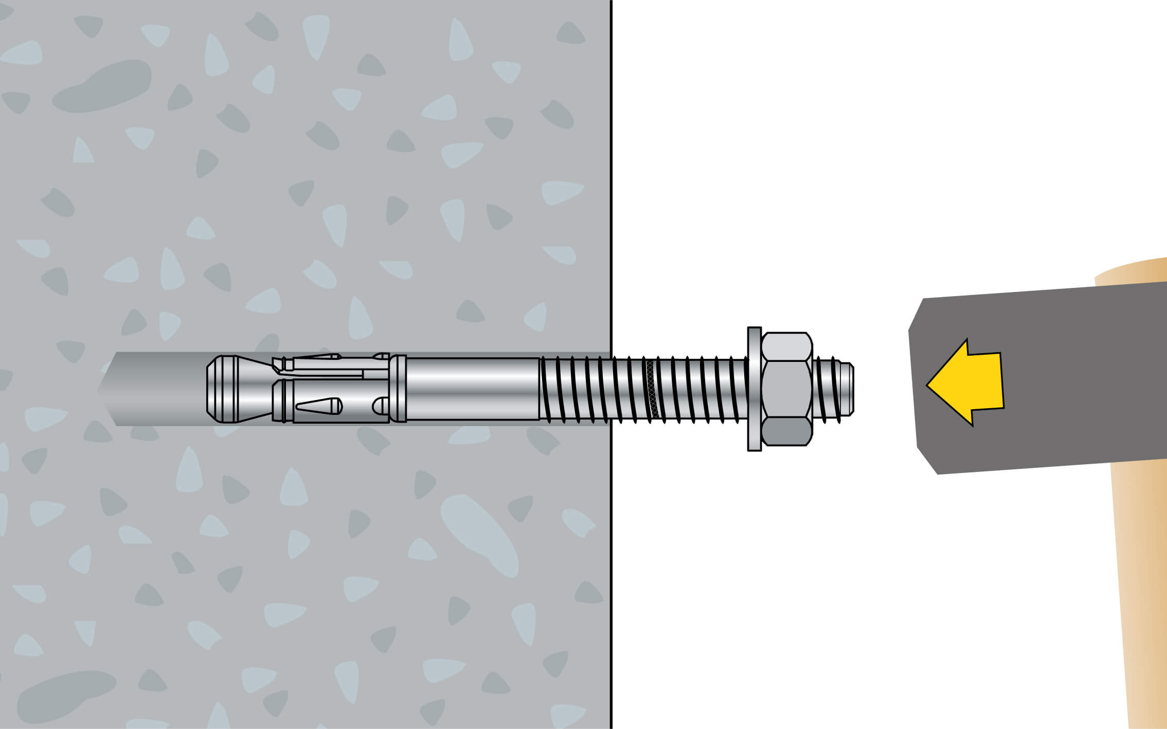 3. Anker bis zur Setztiefen-Markierung einschlagen