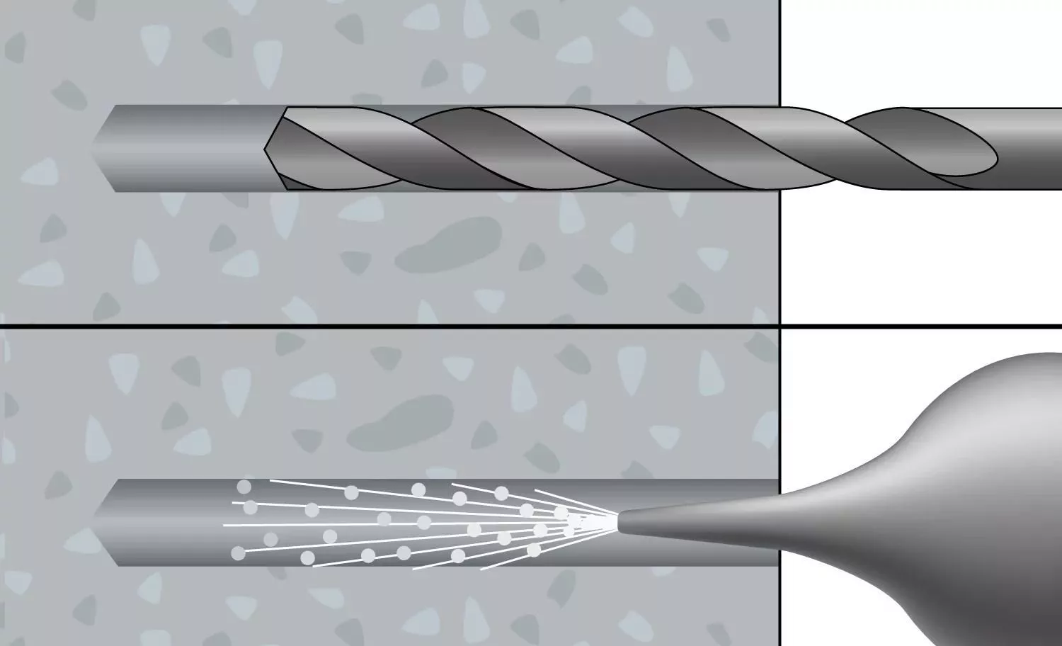 Betonschraube BTS4 - Montageschritt 1: Bohrloch erstellen und reinigen