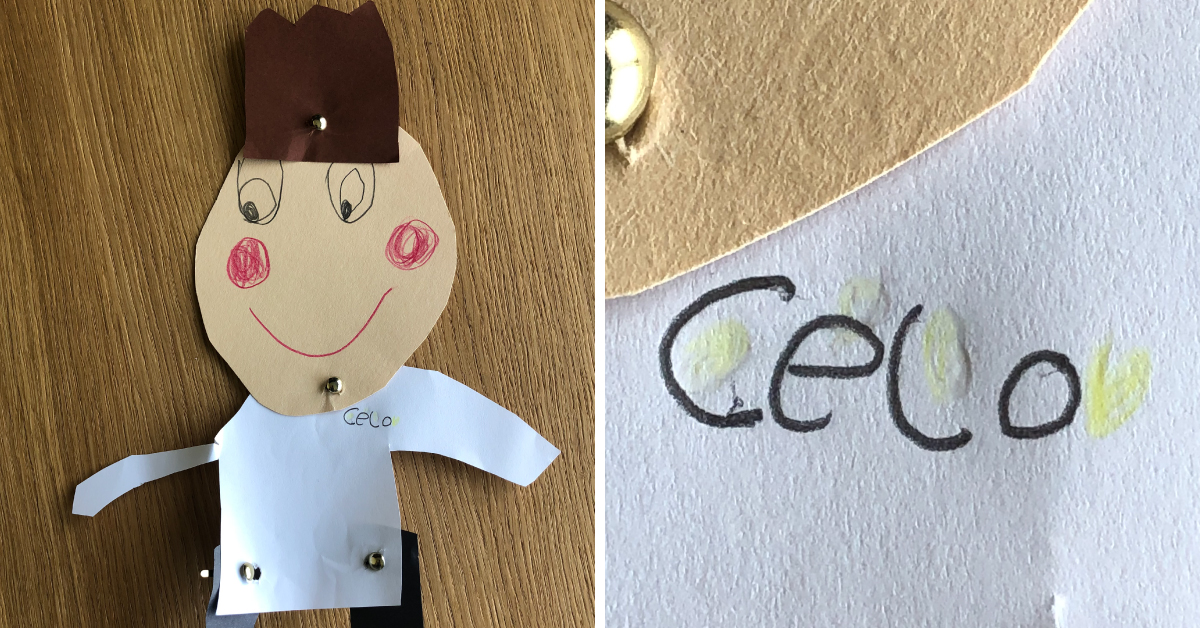 Kinderzeichnung von CELO: Vatertagsgeschenk mit CELO-Logo und liebevoll gezeichneten Details