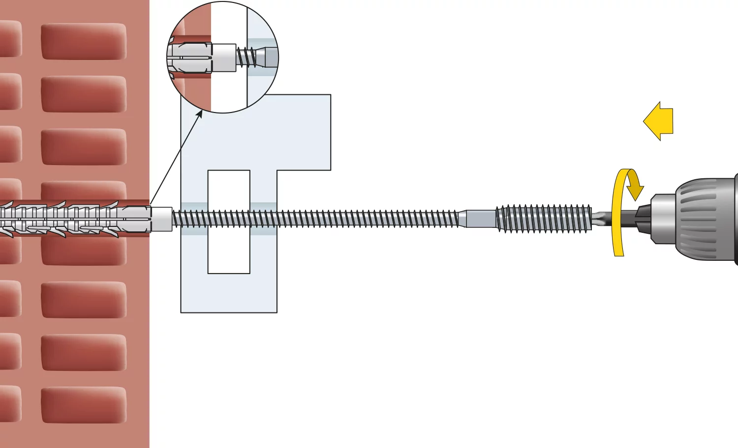 6. Schraube (TX30) eindrehen, bis sie mit dem Fensterrahmen bündig ist